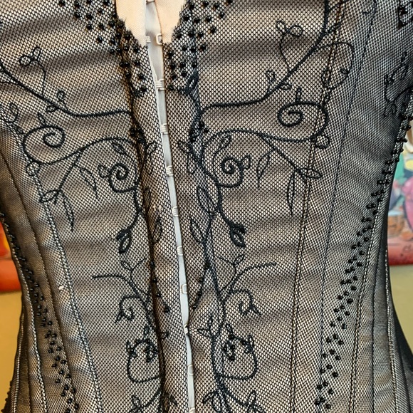 C R Premium Bustier corset lace up Sexy Burlesque lingerie style small medium - Picture 10 of 14